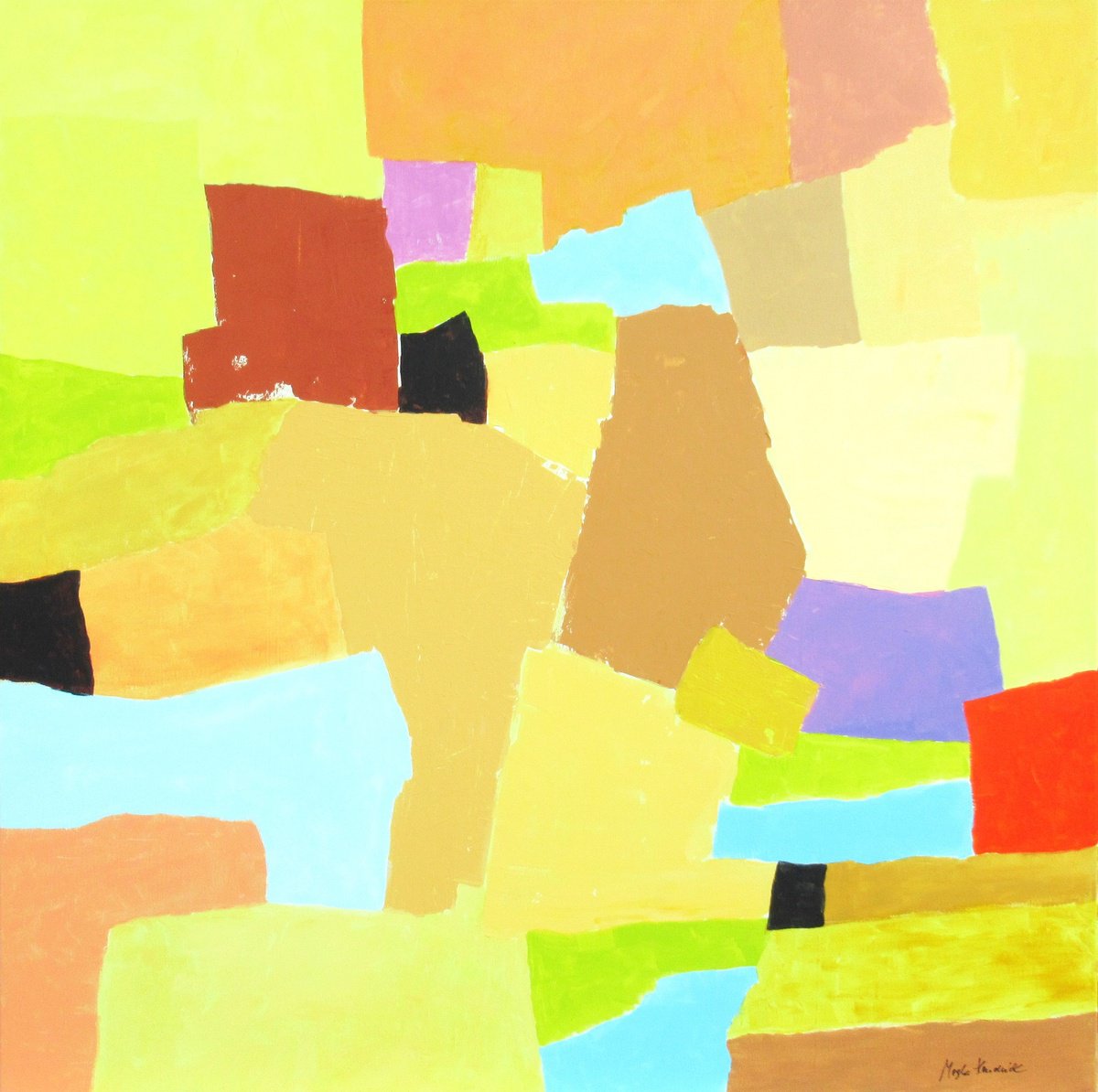 Abstract Acrylic Painting By Megha Hendrick., 35 X 35", Summerlife., Original Artwork