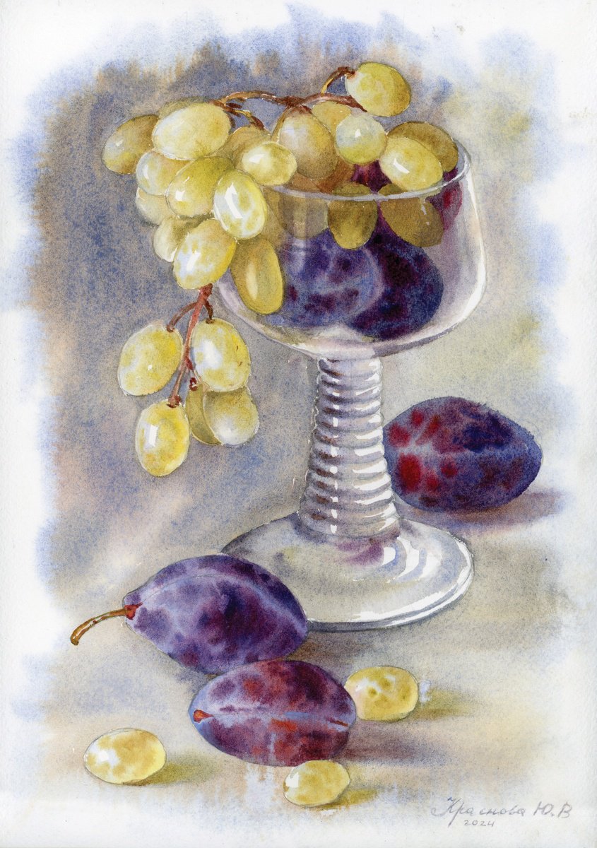 Plums and grapes by Yulia Krasnov