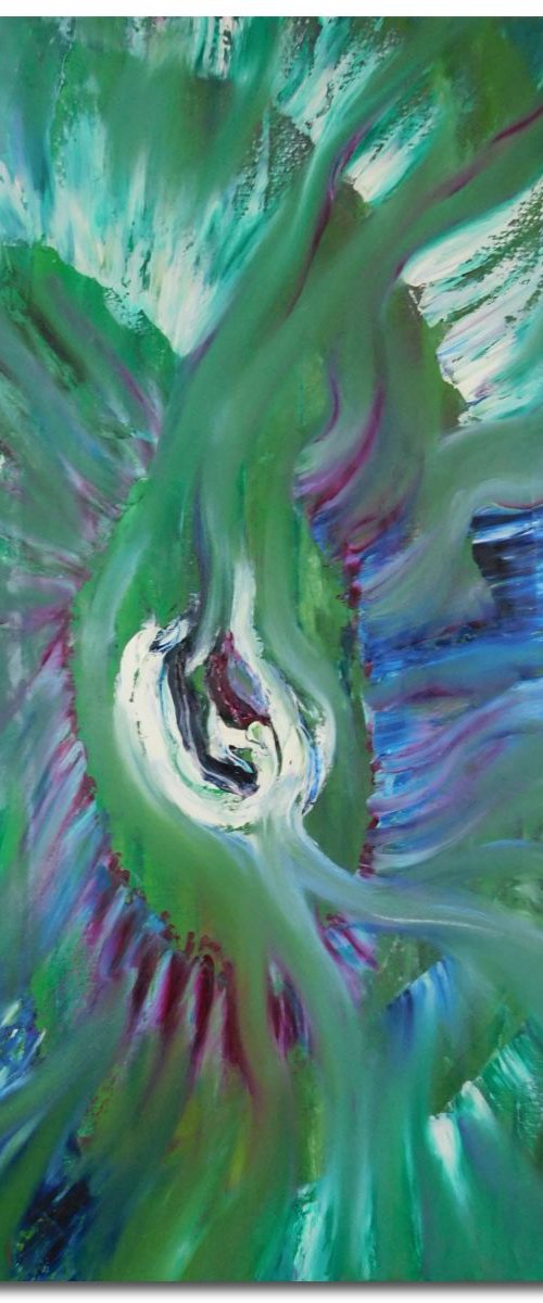 Seed power - 40x80 cm, Original abstract painting, oil on canvas by Davide De Palma