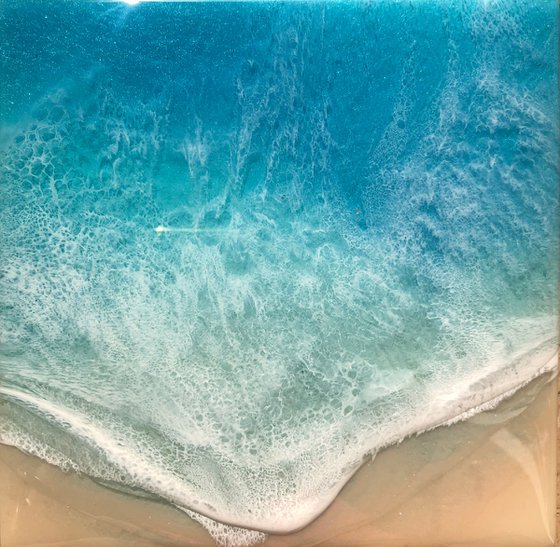 White Sand Beach - Waves - Seascape Painting Gift idea