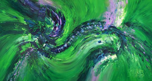 Green Blue Abstraction C 1 by Peter Nottrott