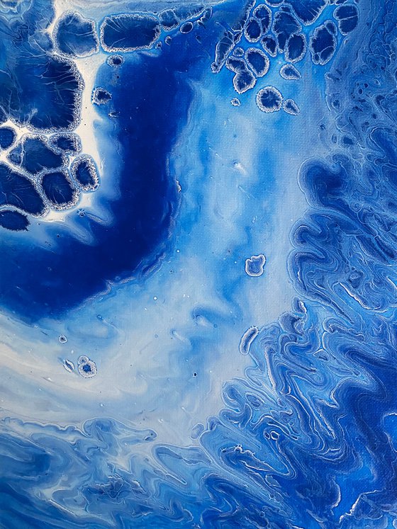 "I Got The Blues" - Save As A Series - Original PMS Abstract Diptych Fluid Acrylic Paintings On Canvas - 32" x 20"