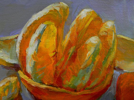 Orange (from the series "Citrus fruits on a blue background")