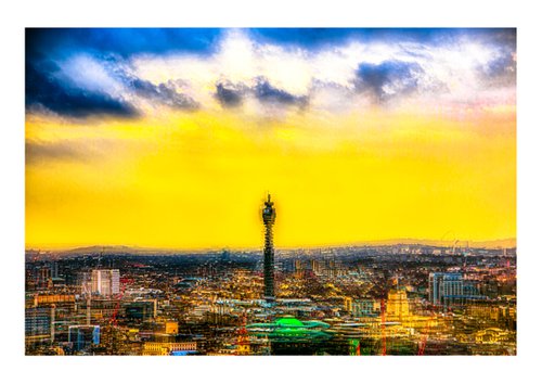 London Views 13. Abstract Aerial View of the BT Tower and Central London Limited Edition 1/50 15x10 inch Photographic Print by Graham Briggs