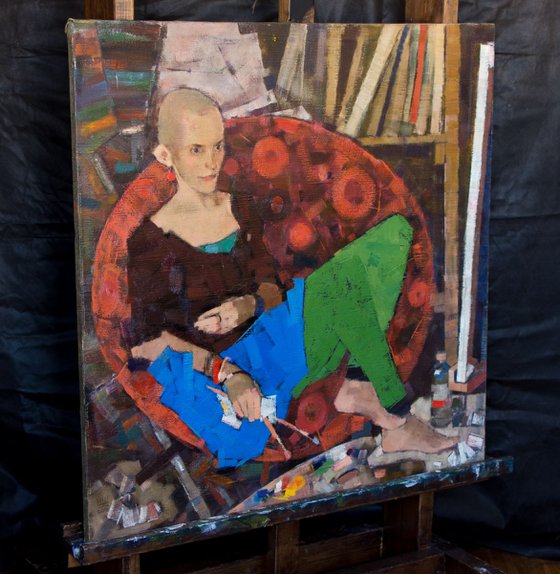 "Portrait of Vika". Oil on canvas. 110x110cm. 2014.