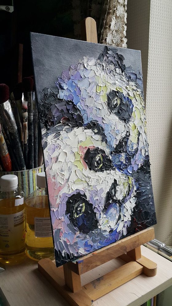 Sweet pandas - animals, pandas, oil painting, love pandas, panda, animals oil painting