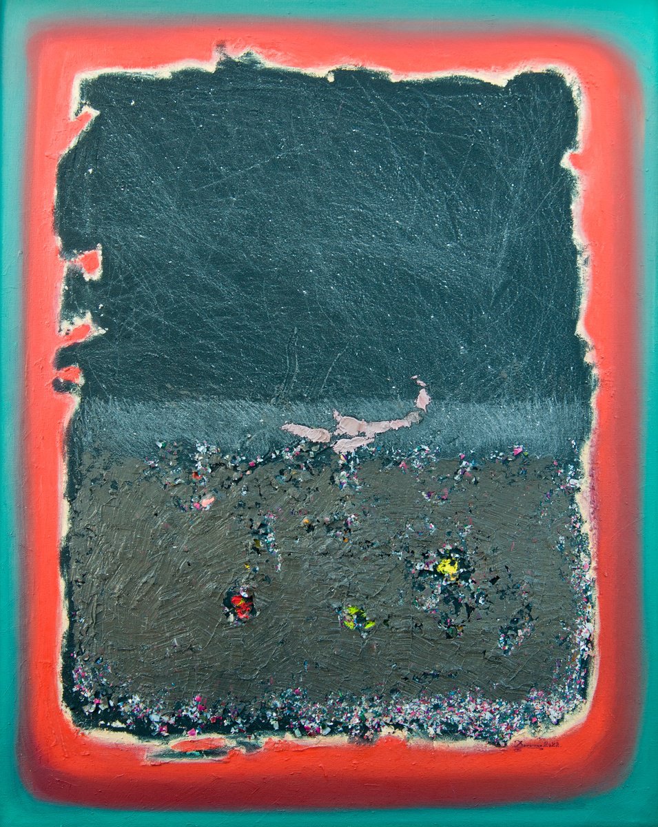 Expressive Abstract Oil Painting By Mykola Dzhychka, 34 X 42", The Slice, Original Artwork