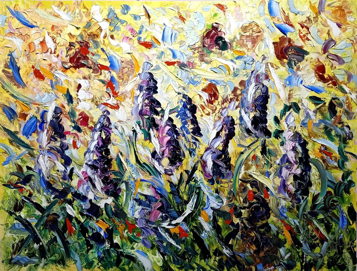 Impressionistic Botanical Oil Painting By Antonino Puliafico, 59 X 44, Nebula In Bloom, Original Artwork