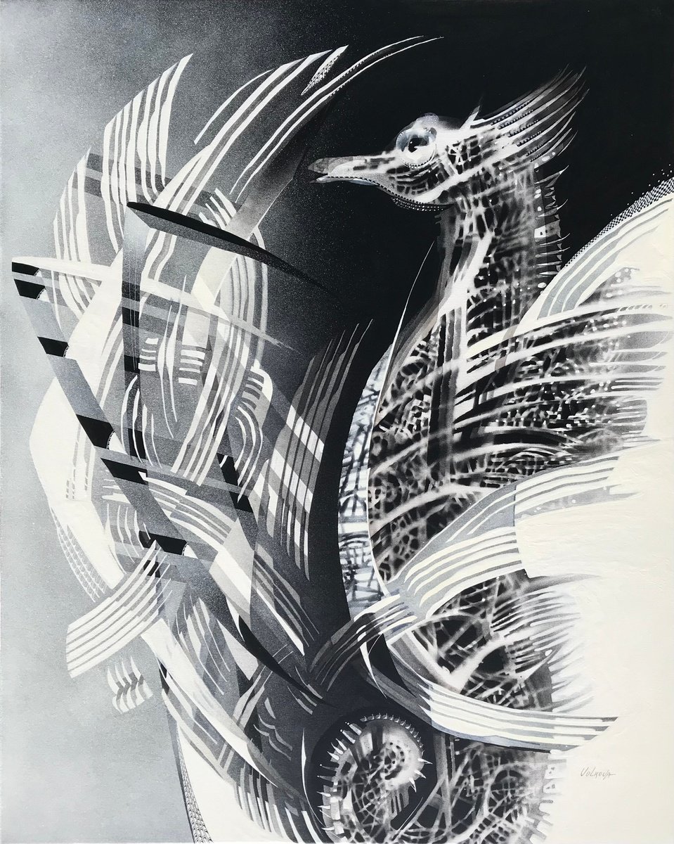 Organic Animal Acrylic Painting By Marina Volkova, 31 X 39", Sea Horse, Original Artwork