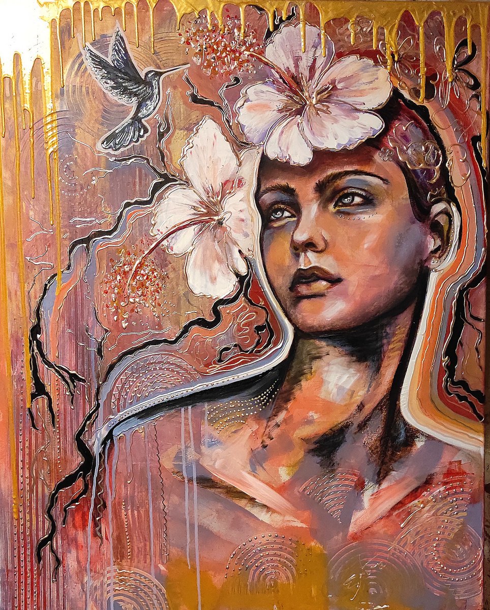 Paradiso 80x100x3cm Original mixedmediapainting on canvas,ready to hang by Elena Kraft