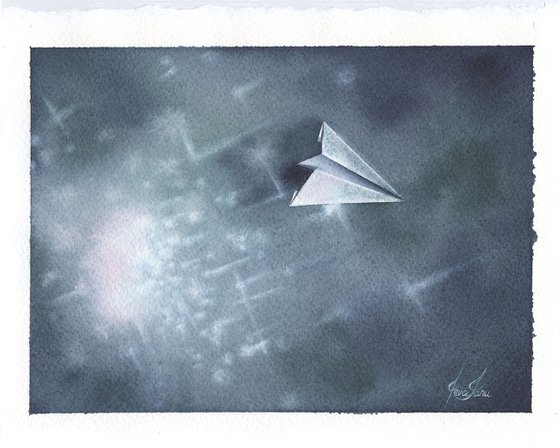 Promises  IV - Paper Plane Watercolor