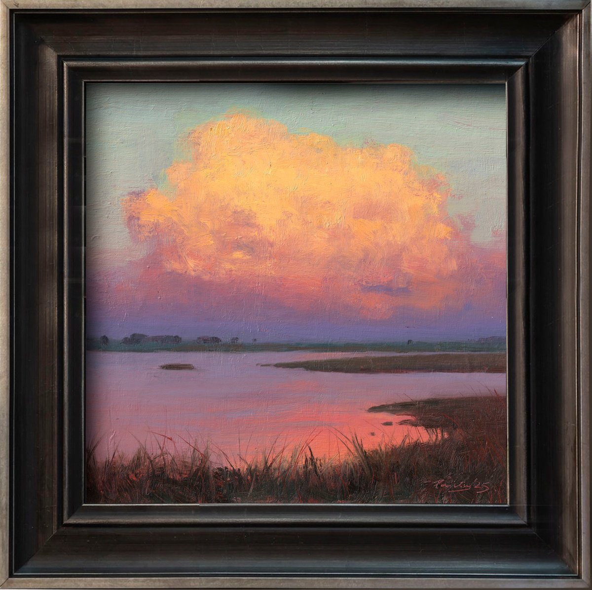 Impressionistic Landscape Oil Painting By Ayna Paisley, 13 X 13, Last Light On The Water, Original Artwork