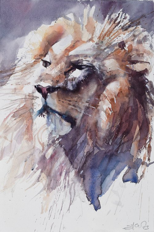 Lion's head 3 by Goran Žigolić Watercolors