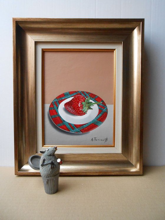 Still Life with a Strawberry on a Plate