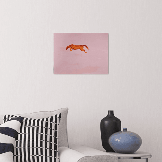 Minimalist Flying Chestnut orange horse