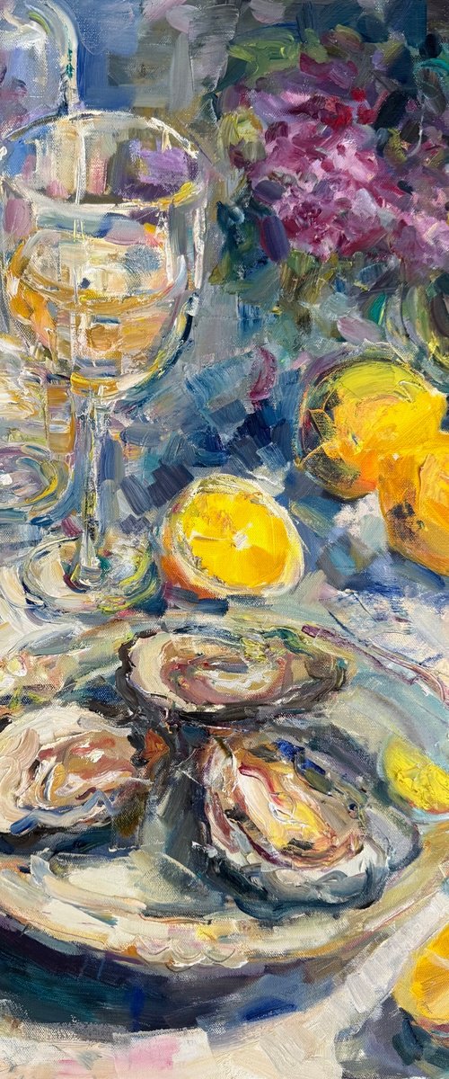 Still life with oysters by Liubou Sas