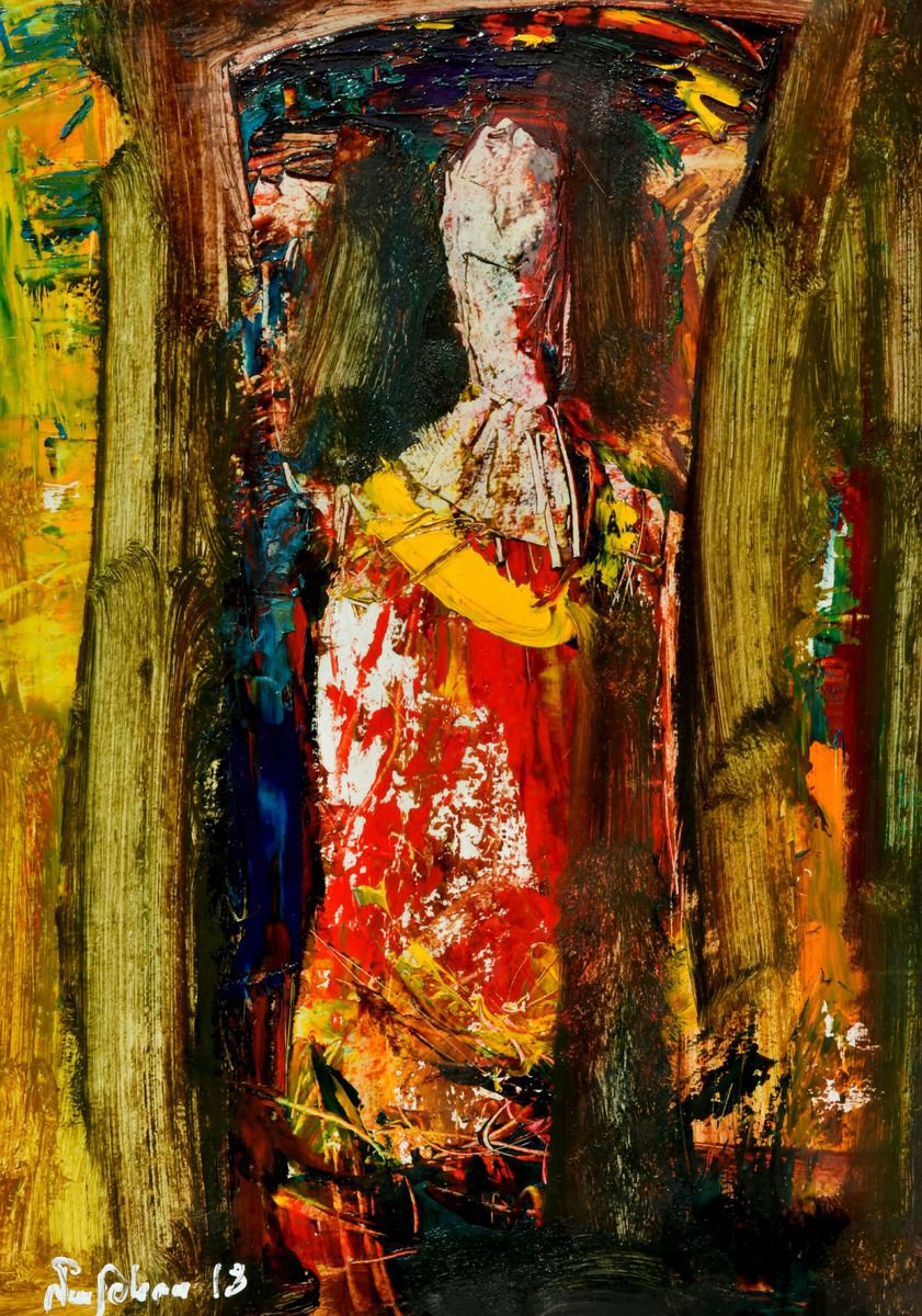 Abstract figure(26x36cm, oil painting, paper) by Mateos Sargsyan