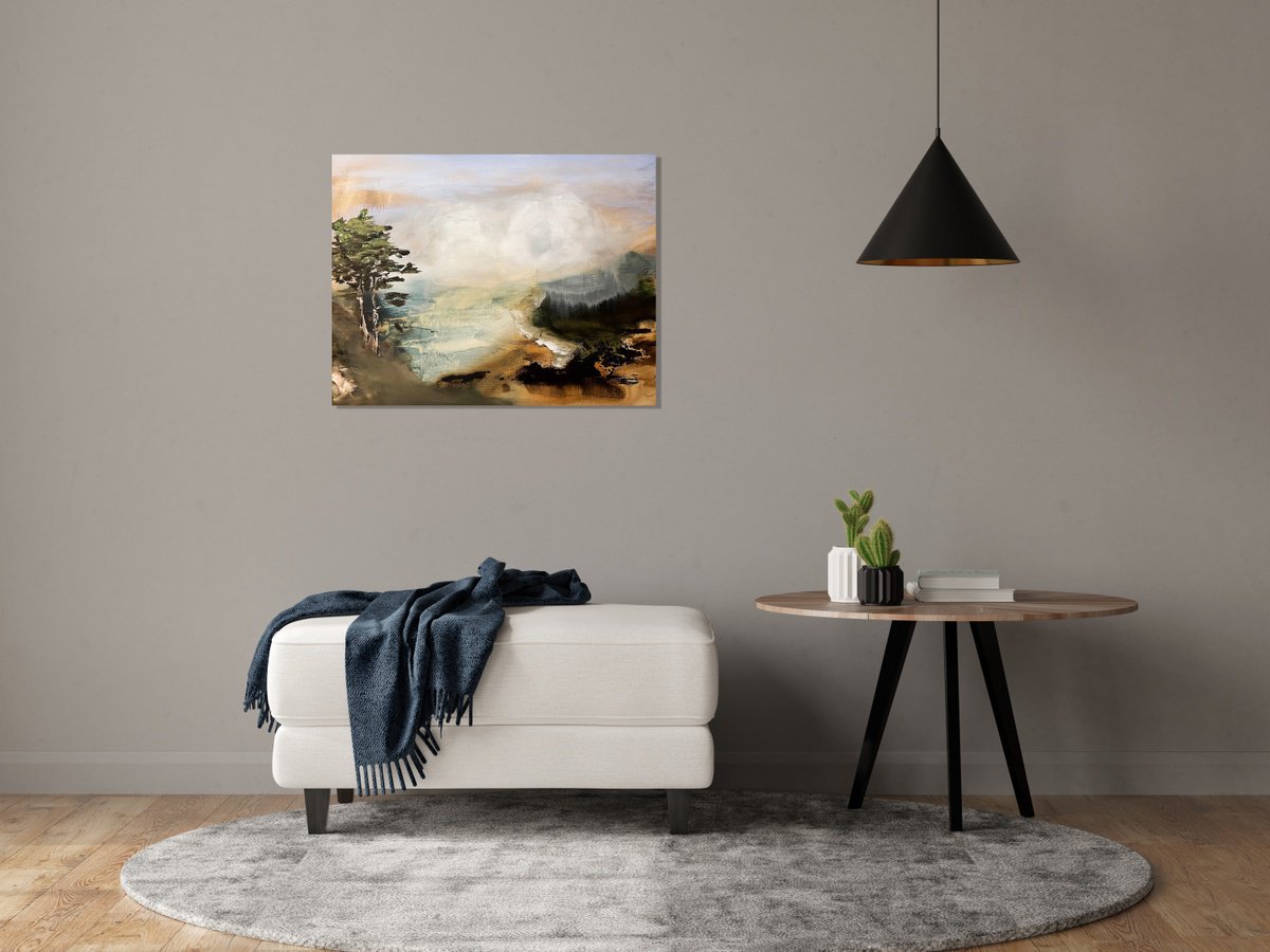 Landscape Acrylic Painting By Julia Swaby, 30 X 24", His Return, Original Artwork