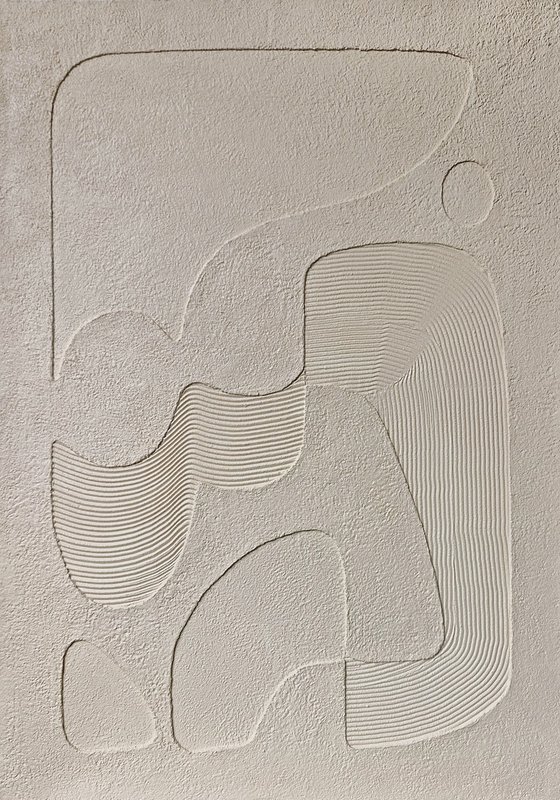 "Bay 4" Beige textured abstract art