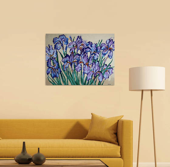 Irises on Cream