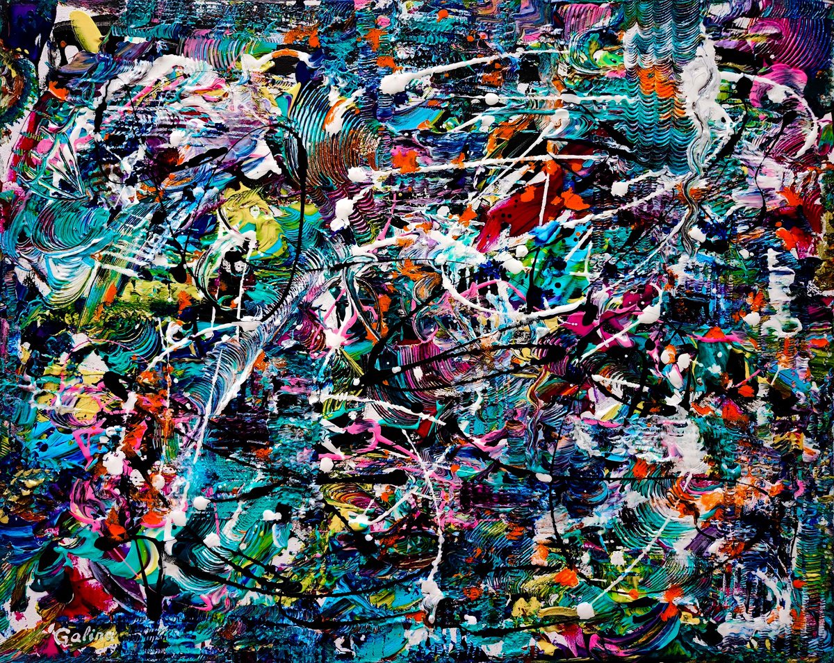 Expressive Abstract Acrylic Painting By Galina Victoria, 20 X 16, Storm Upon Us, Original Artwork