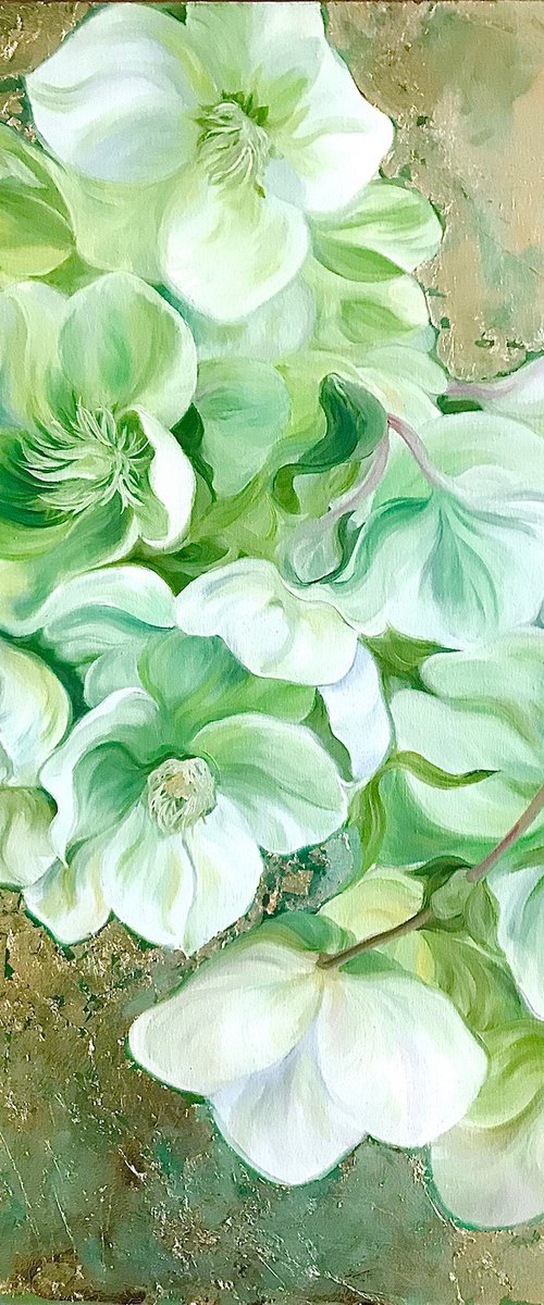 Fortitude- Hellebores on gold by Anita Nowinska