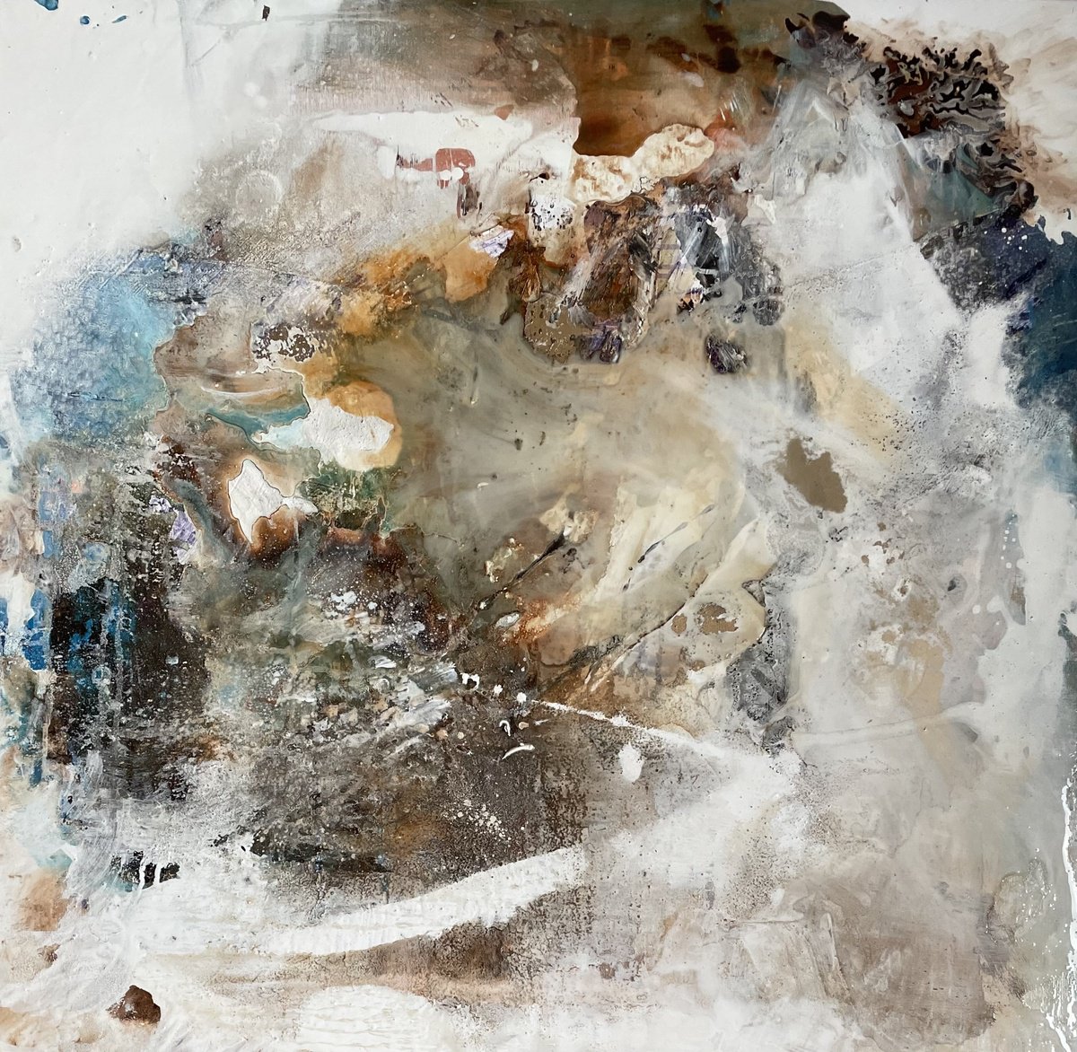 Abstract Acrylic Painting By Tiny De Bruin, 39 X 39", Where Is The Ocean 4, Original Artwork