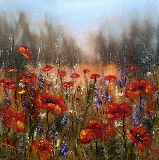 Red poppies - triptych