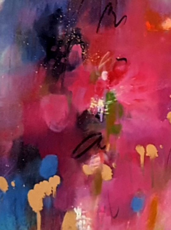 Pink Blue Motion. Large Abstrct  Painting