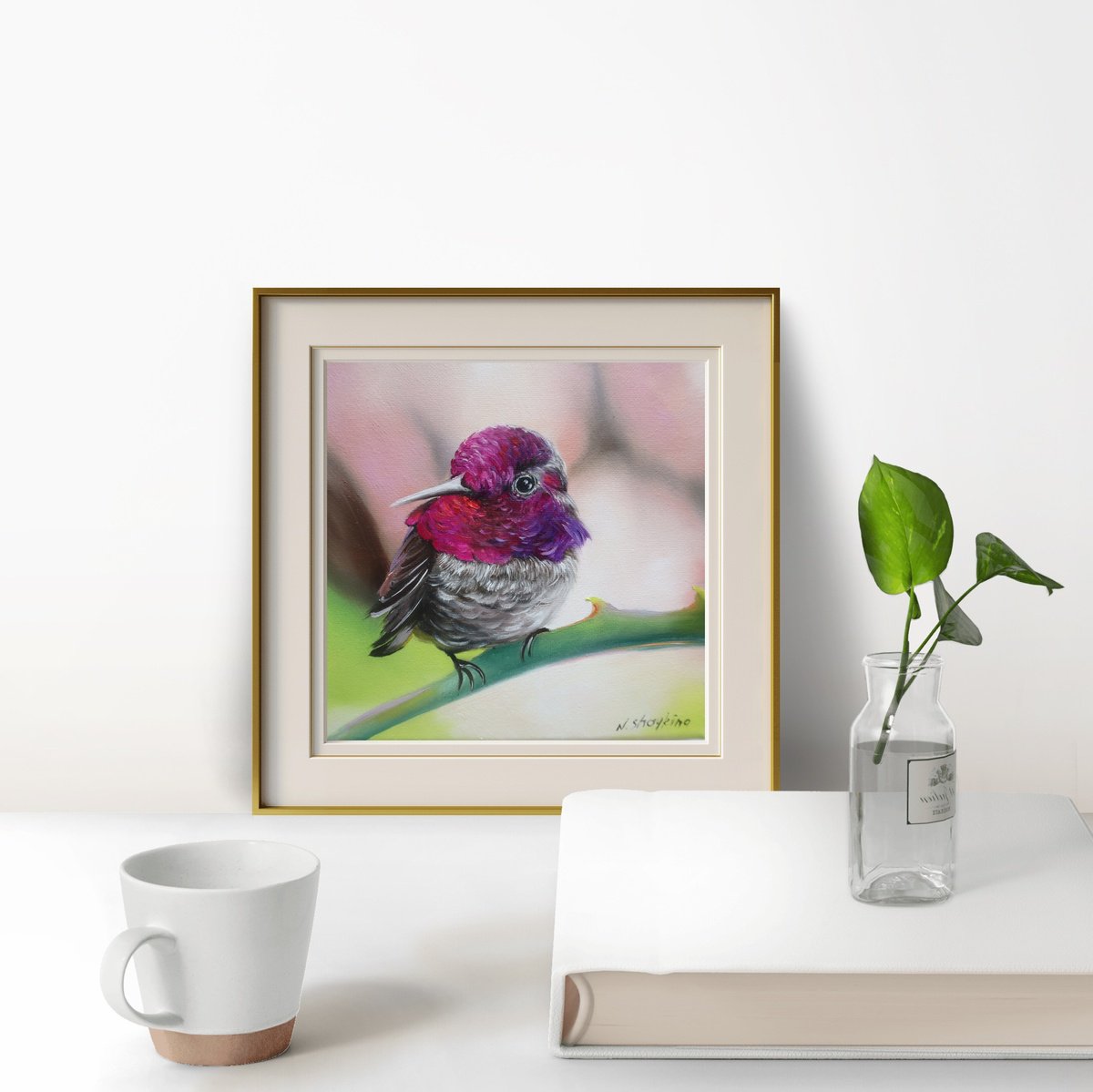 Photorealistic Oil Painting , Hummingbird By Natalia Shaykina, 6 X 6, Artwork For Sale On Artfinder