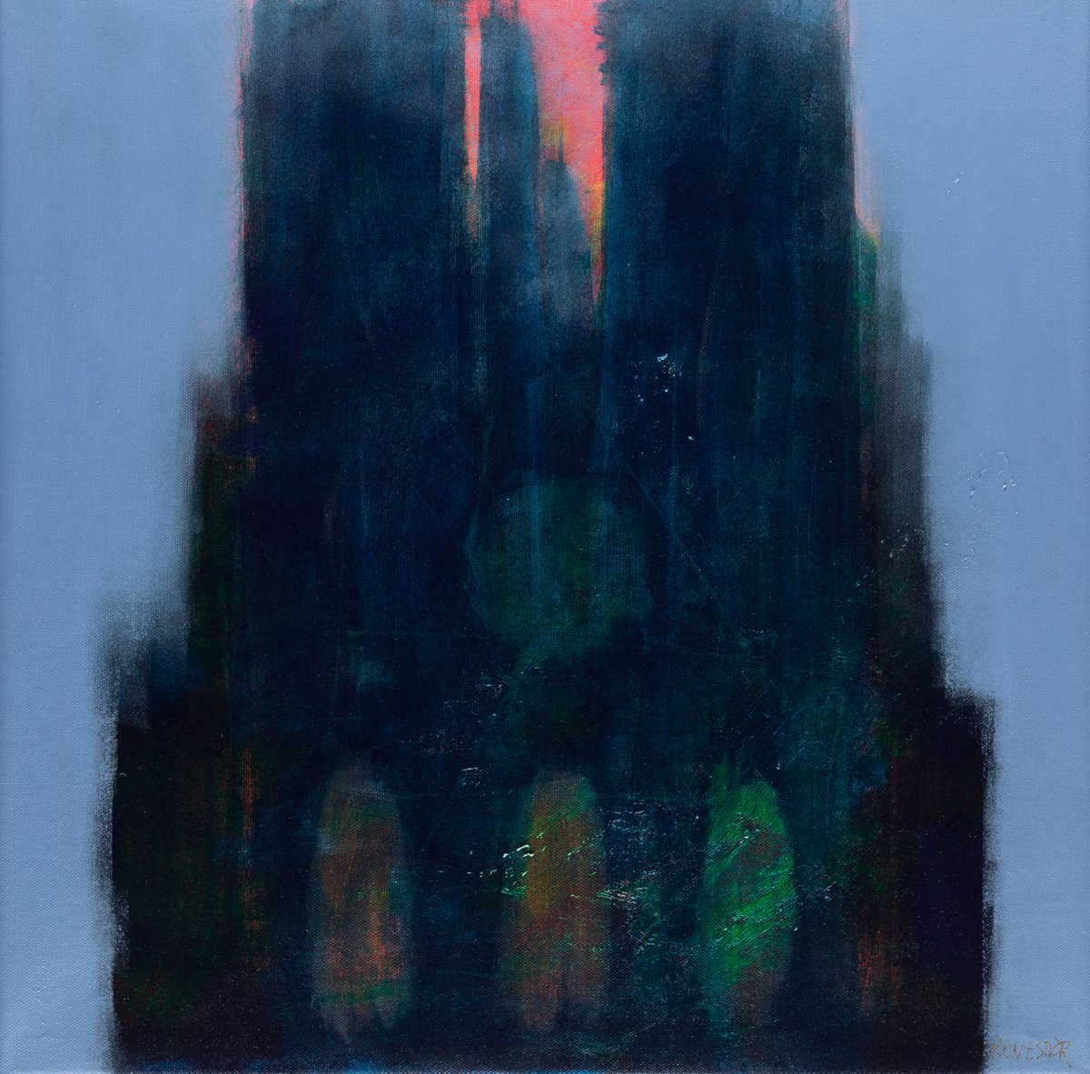 Impressionistic Cityscapes Acrylic Painting By Fabienne Monestier, 21 X 21, The Cathedral N°4, Original Artwork