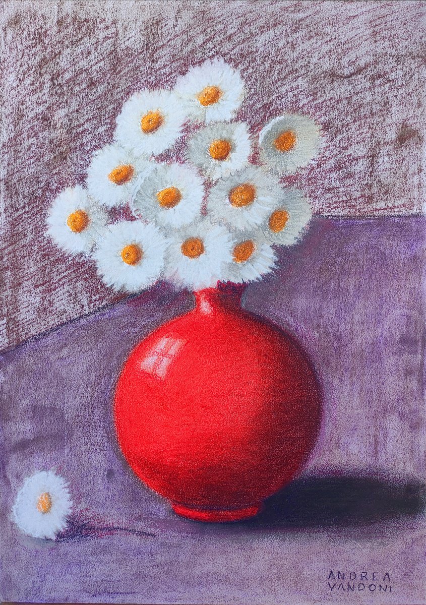 Impressionistic Pastel Drawing , Margherite By Andrea Vandoni, 13 X 18, Artwork For Sale On Artfinder