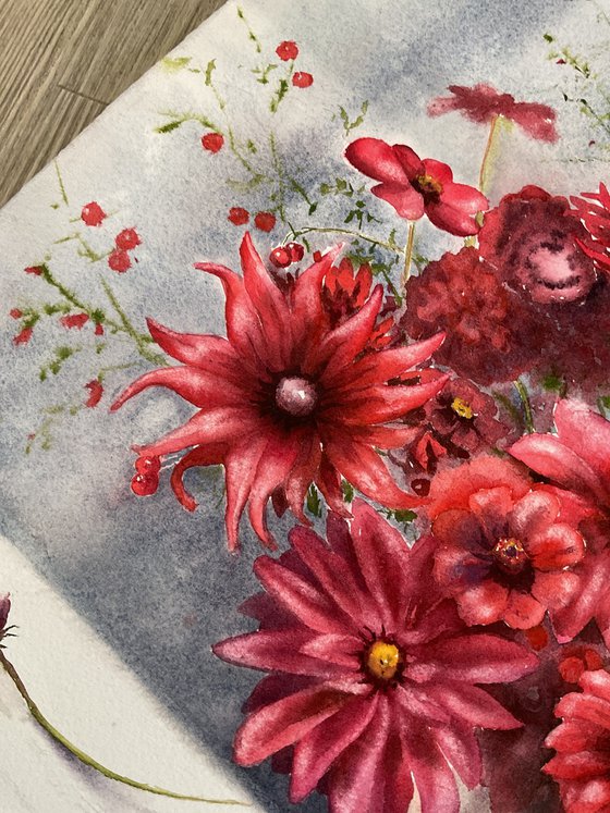A Bouquet of red flowers, original art