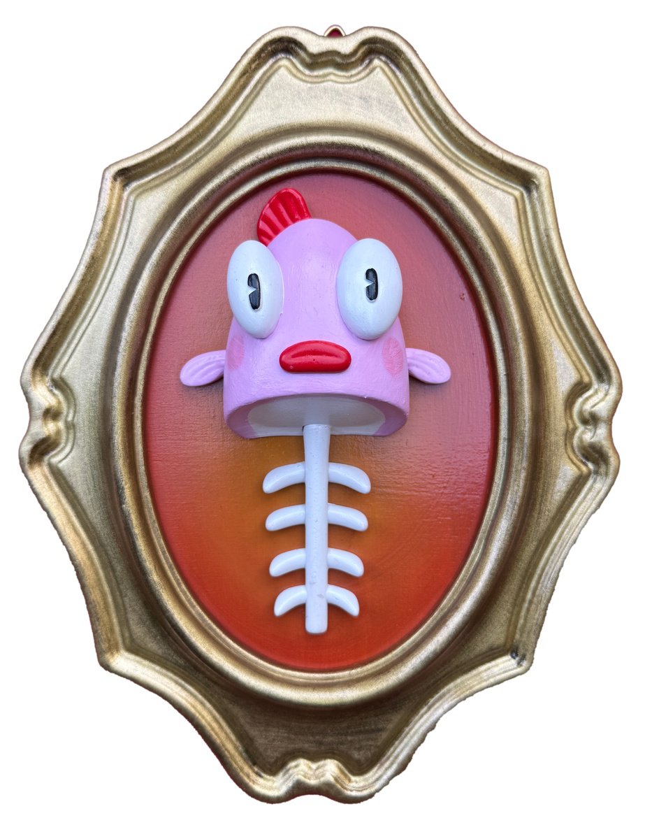 Cartoon Animal Sculpture By Paolo Andrea Deandrea, 8 X 10", 825-3- Bonefish Pink, Original Artwork