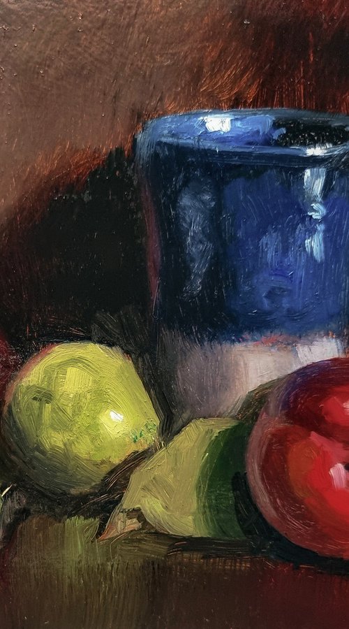 Plums and Blue Cup by Pascal Giroud