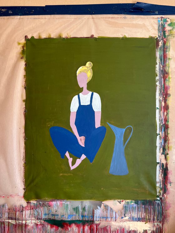 Woman Gardening Original Painting
