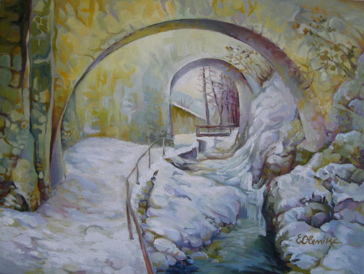 Impressionistic Landscape Oil Painting By Elena Oleniuc, 16 X 12, Behind The Old Walls, Original Artwork