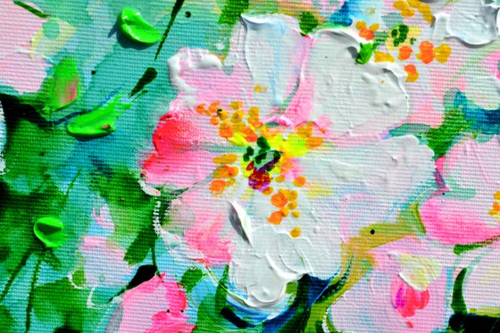 Wild White and Pink Roses