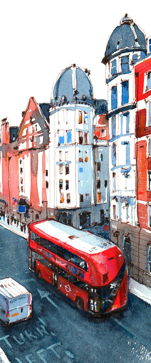 Red Bus in London by Anastasia YOUKKI Mamoshina