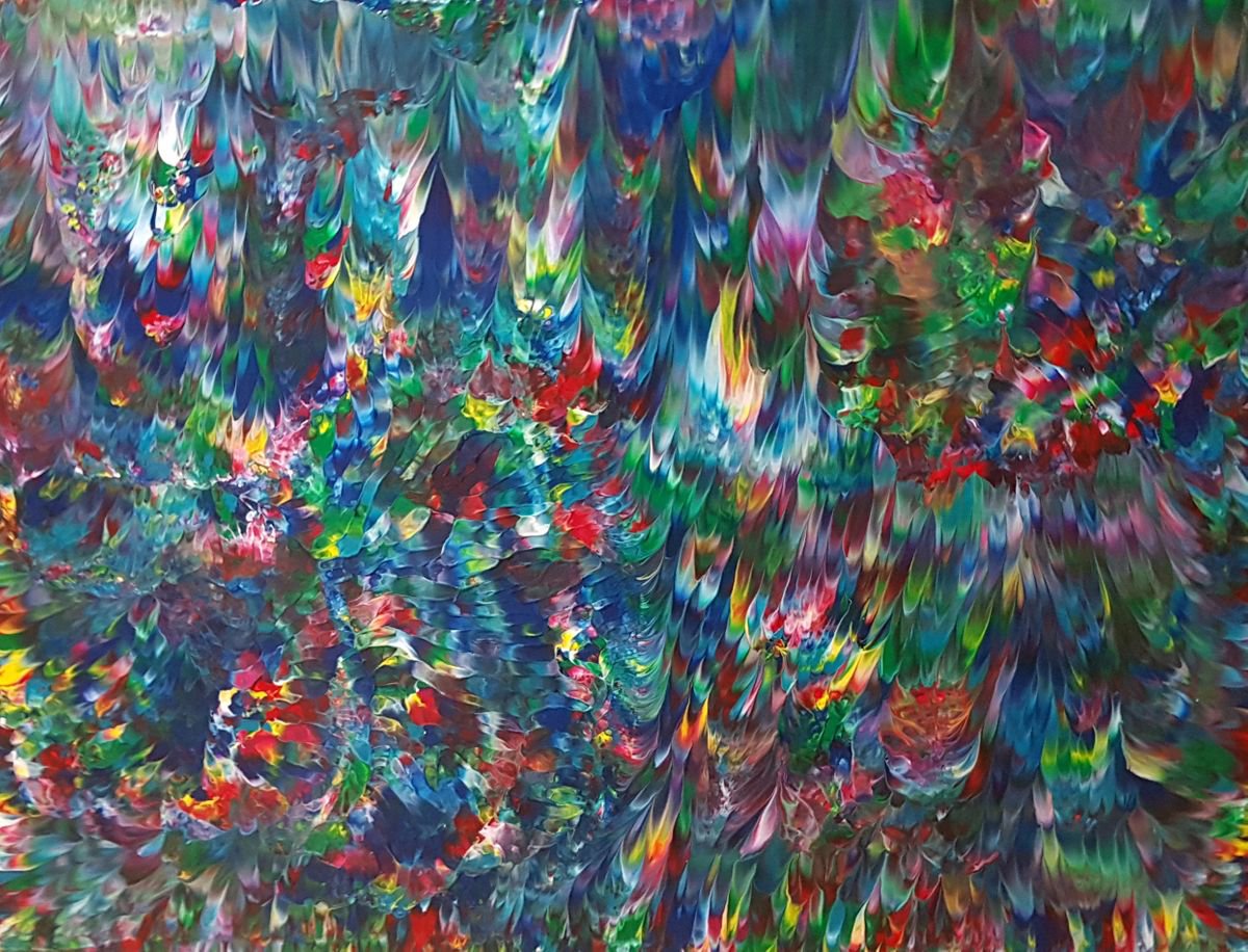 Organic Abstract Acrylic Painting By Alexandra Romano, 40 X 30, Natural Harmony, Original Artwork