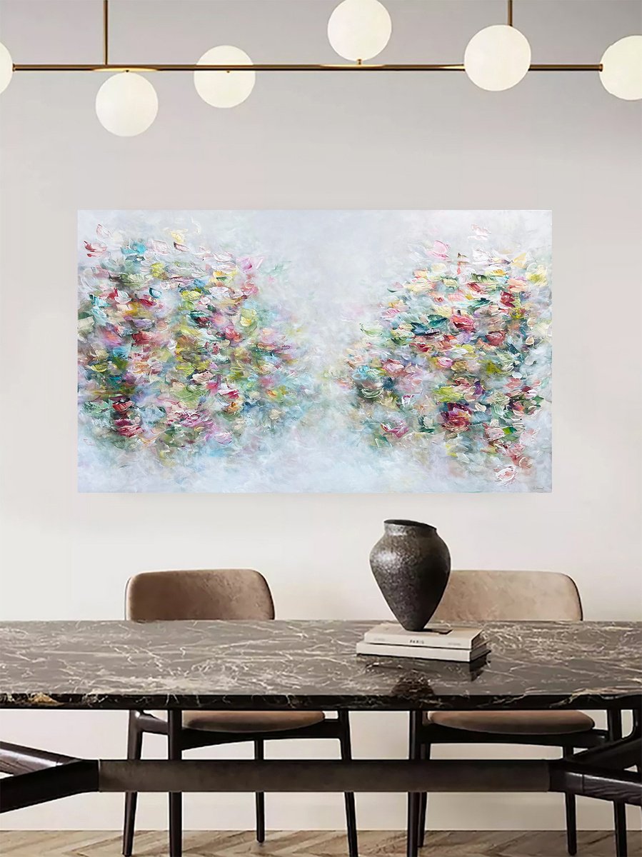 Abstract Acrylic Painting By Ve Boisvert, 60 X 36", Soul Garden, Original Artwork
