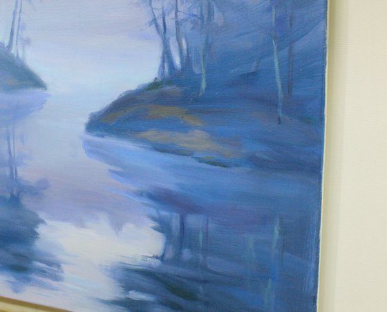 Blue fog on the lake