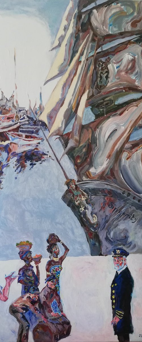 An Adventure Story****Commission for an Artfinder user/ painting 1/ size 25.6 x 51.2 x 1in= 65x 130 x 2.54 cm by Jelena Djokic