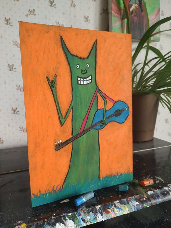Wood-goblin with guitar