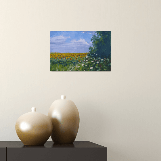 Landscape with sunflowers