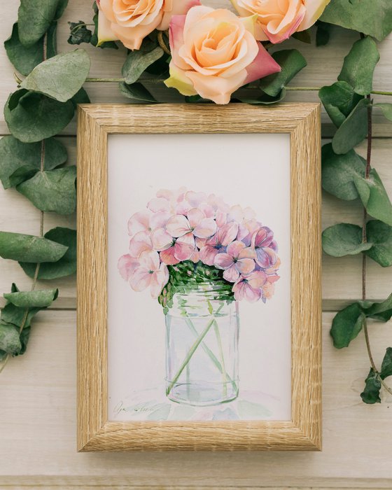 Pink Flowers in a Glass Jar