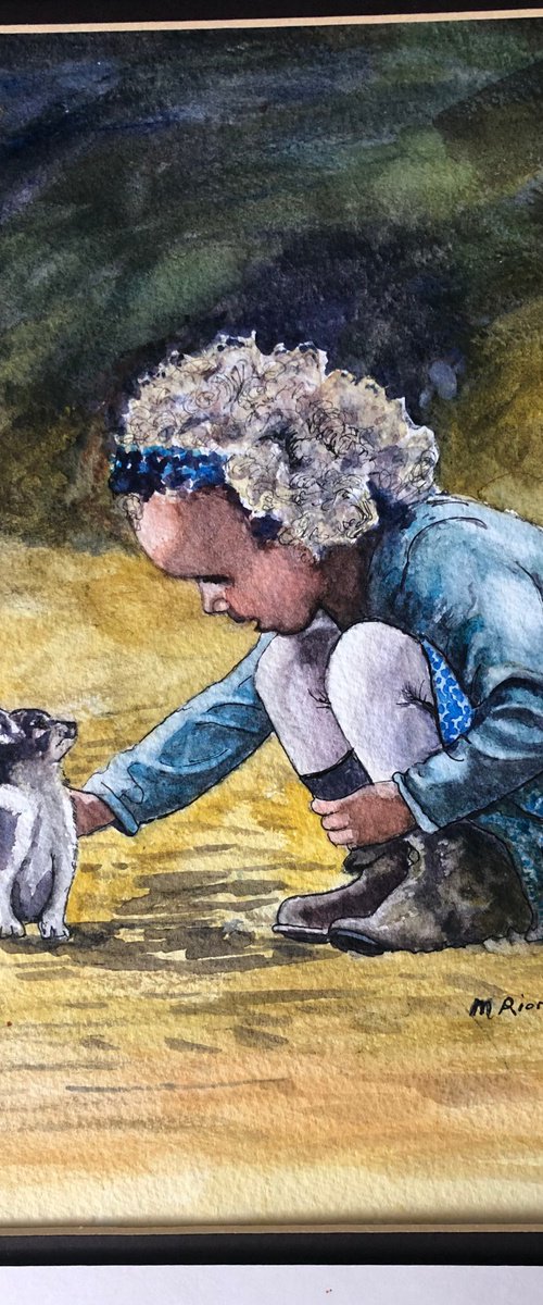 LITTLE GIRL WITH KITTEN by Margaret Riordan