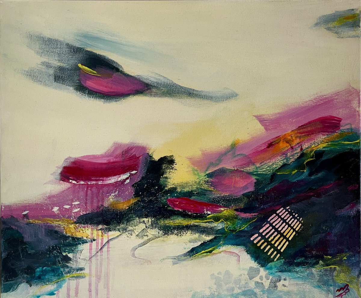 Abstract Acrylic Painting By Marja Brown, 25 X 21", Serenade Of Hues, Original Artwork