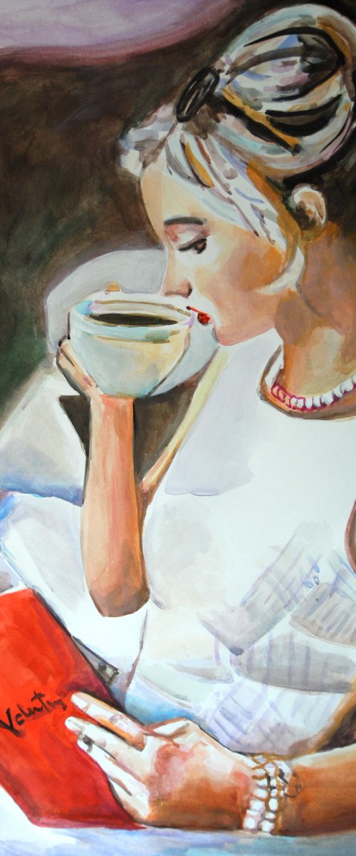 Girl with a book / 70 x 49.5 cm by Alexandra Djokic