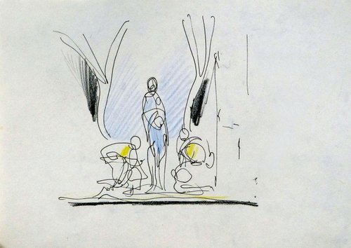 Kneeling Down 4, 21x15 cm by Frederic Belaubre
